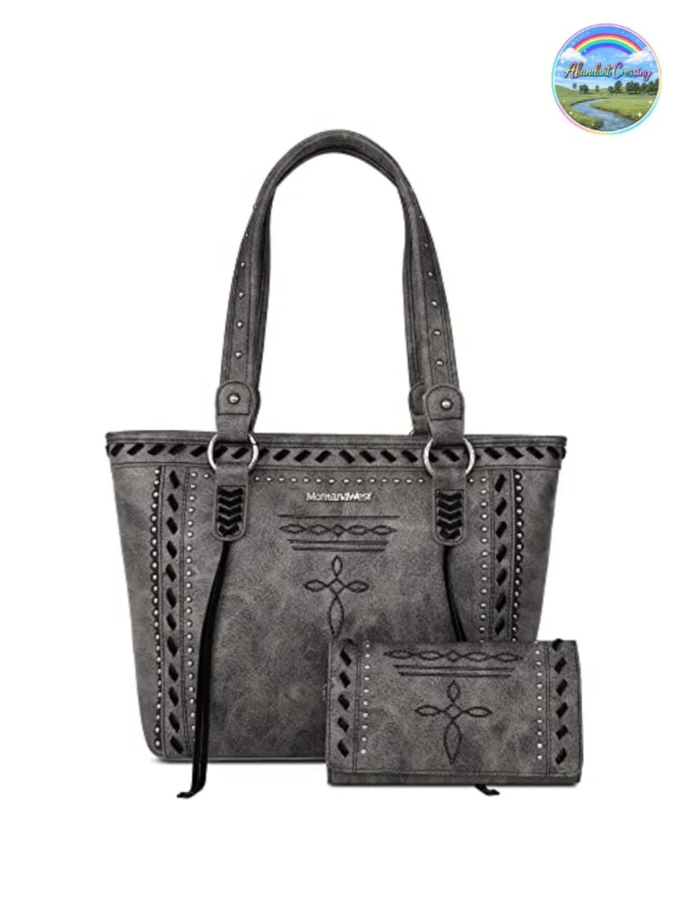 Western Tote Bag for Women Vegan Leather Shoulder Handbag with Wallet
